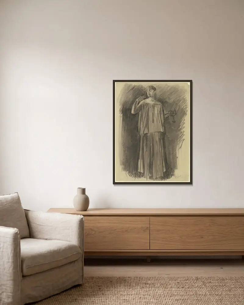 Die schlafwandelnde Lady Macbeth von Wilhelm Trübner gerahmt an einer Wand