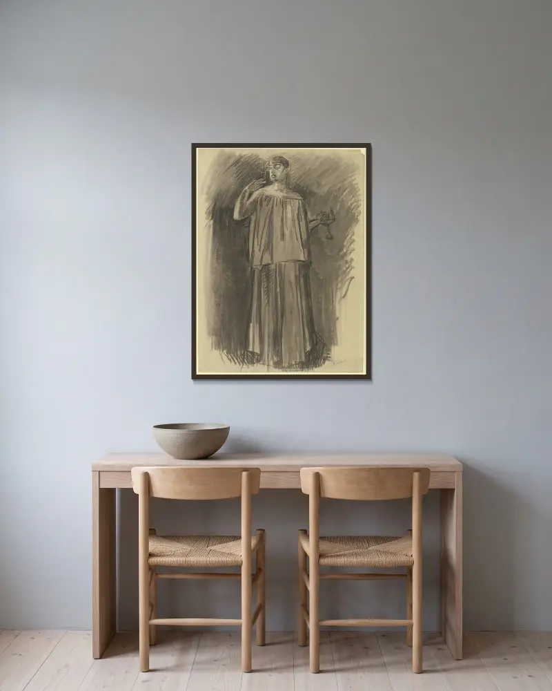 Die schlafwandelnde Lady Macbeth von Wilhelm Trübner gerahmt an einer Wand