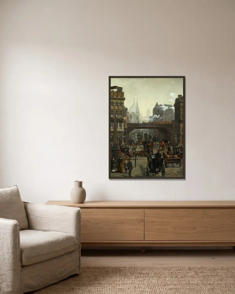 Ludgate Hill, London av Wilhelm Trübner inramad på en vägg