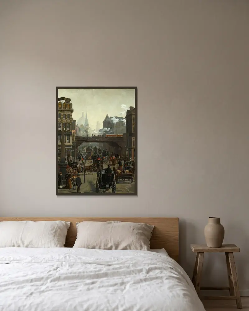 Ludgate Hill, London av Wilhelm Trübner inramad på en vägg