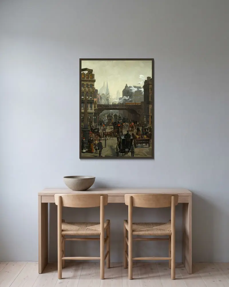 Ludgate Hill, London av Wilhelm Trübner inramad på en vägg