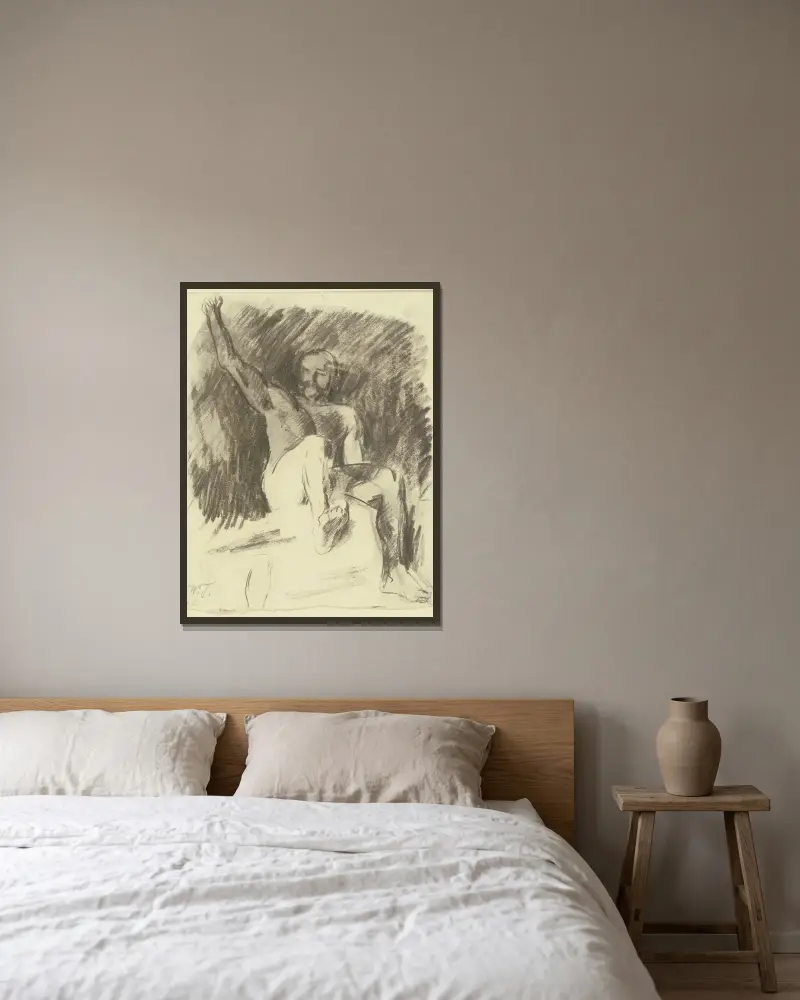 Männlicher Akt (Studie zur Gigantenschlacht) von Wilhelm Trübner gerahmt an einer Wand