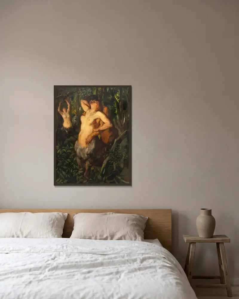 Satyr och kentaurer av Wilhelm Trübner inramad på en vägg
