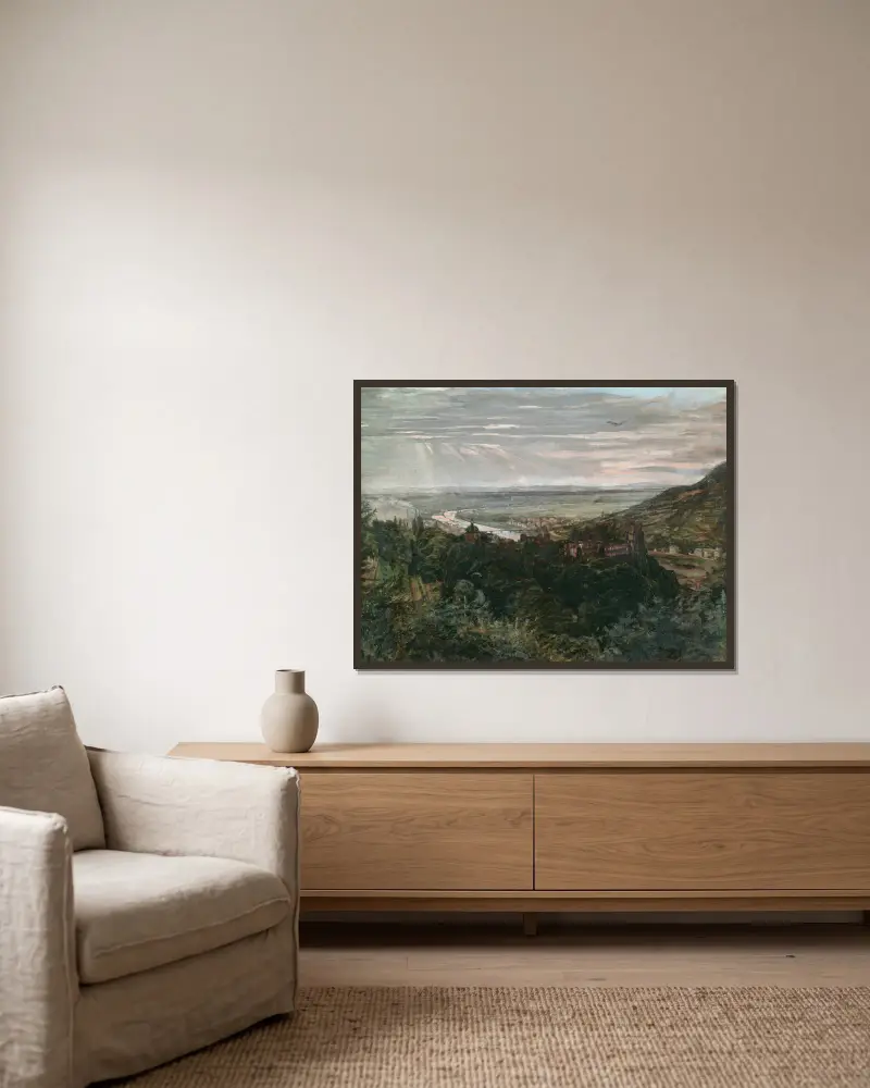 View of Heidelberg av Wilhelm Trübner inramad på en vägg