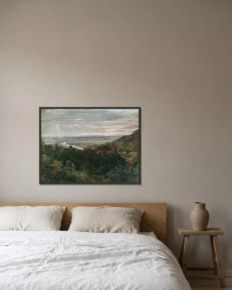 View of Heidelberg av Wilhelm Trübner inramad på en vägg