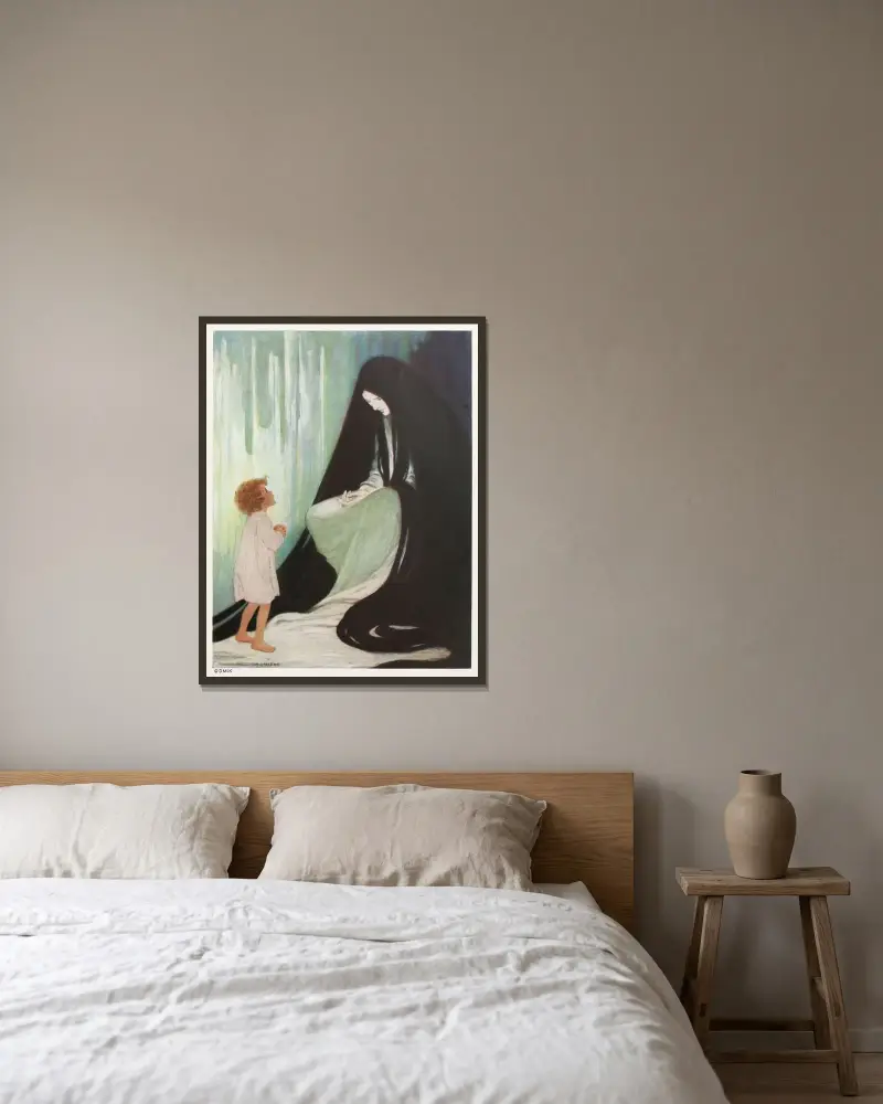 Bist du krank, lieber Nordwind von Jessie Willcox Smith gerahmt an einer Wand