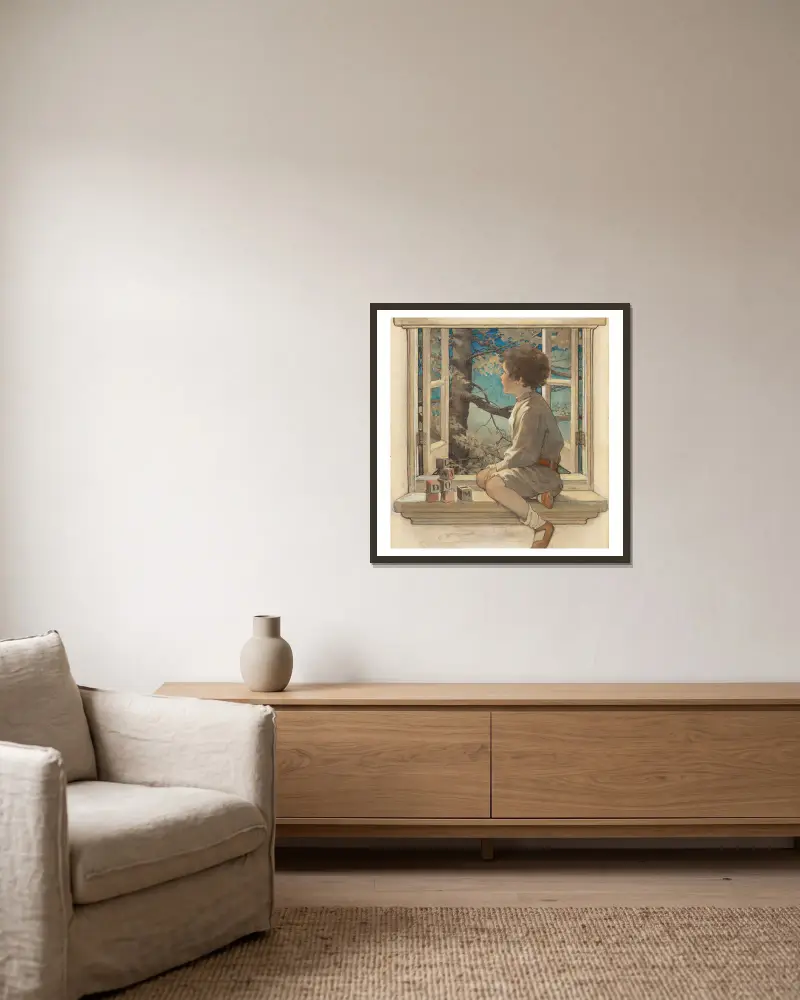 Dream Blocks von Jessie Willcox Smith gerahmt an einer Wand