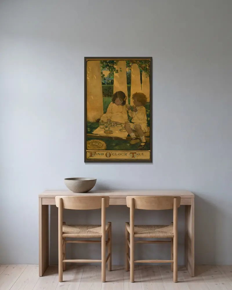 Fem eftermiddagste av Jessie Willcox Smith inramad på en vägg