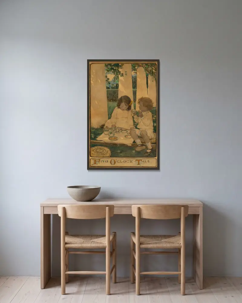 Fem eftermiddagste av Jessie Willcox Smith inramad på en vägg