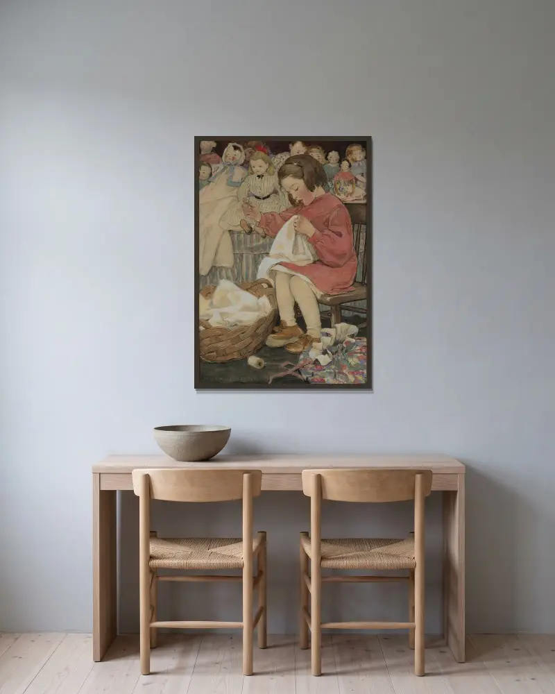 Hur flitig är den lilla bi av Jessie Willcox Smith inramad på en vägg