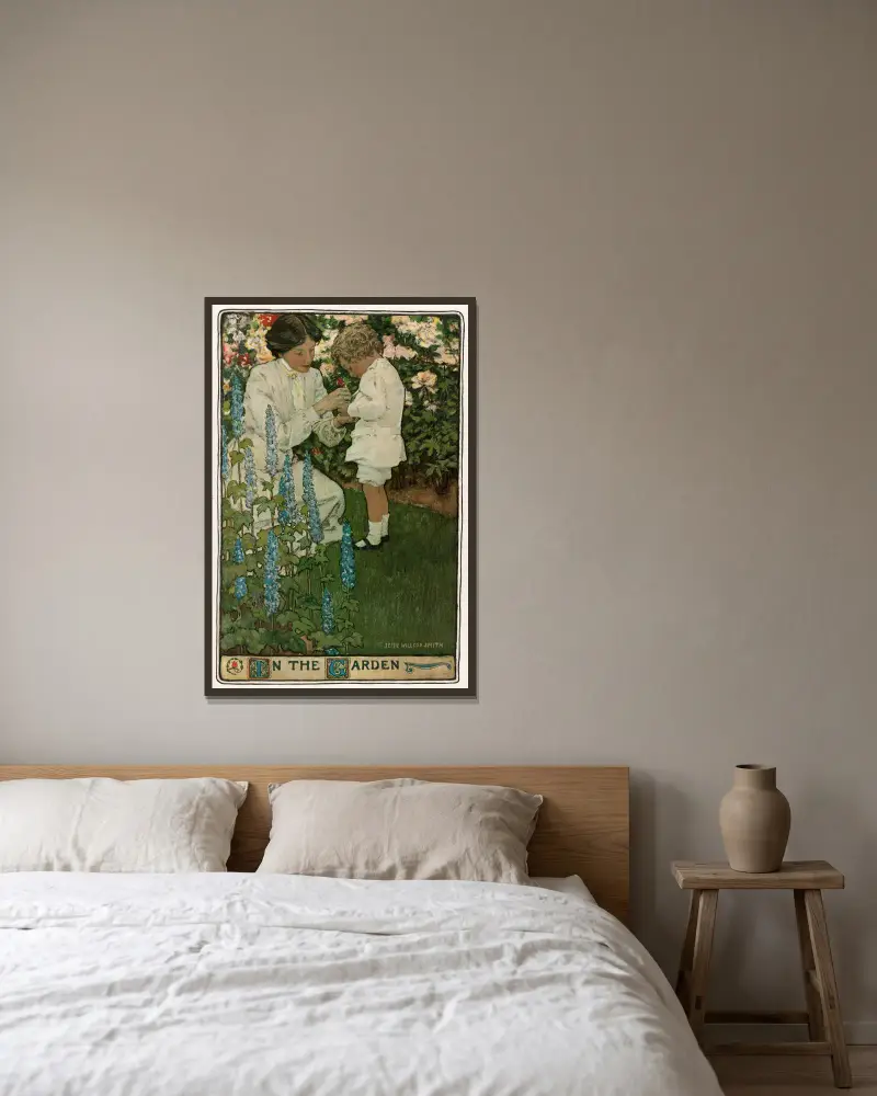 V zahradě, Jessie Willcox Smith v rámu na stěně