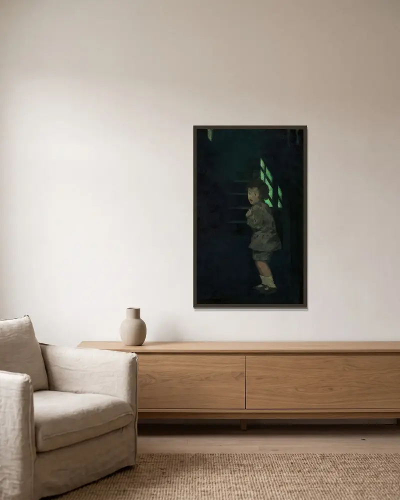 The Dark av Jessie Willcox Smith inramad på en vägg