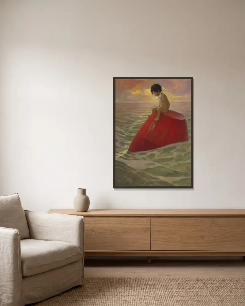 Tom sat upon the buoy long days av Jessie Willcox Smith inramad på en vägg
