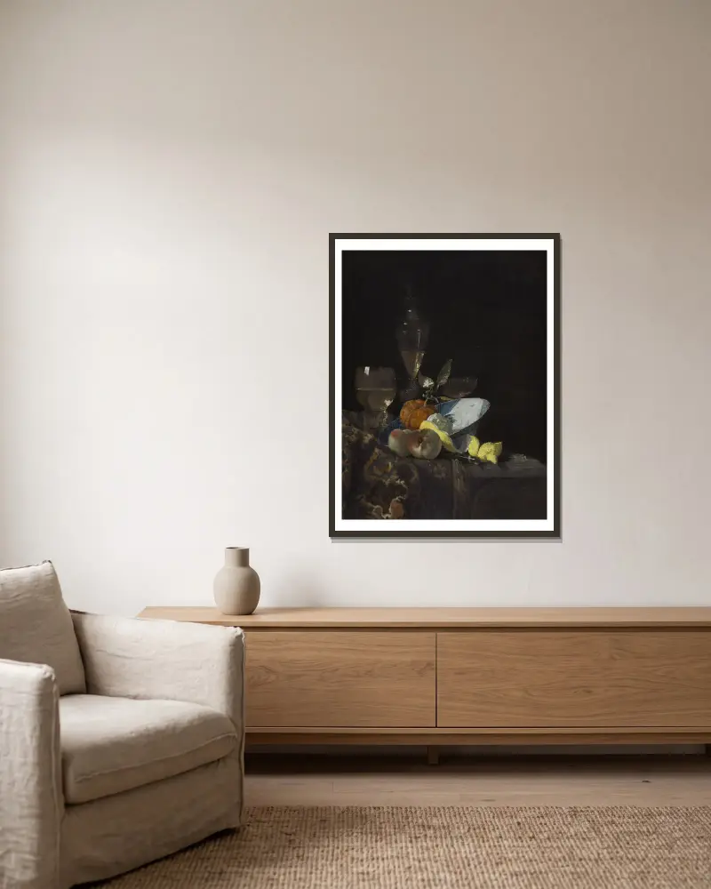 Stillleben von Willem Kalf gerahmt an einer Wand