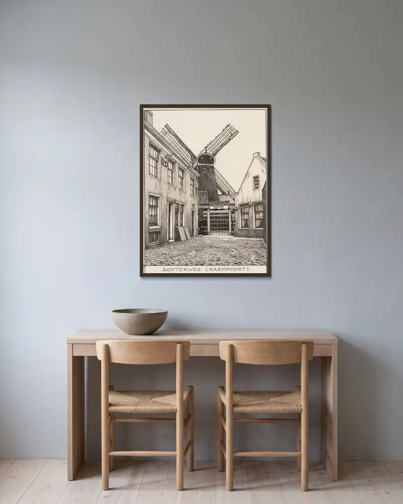 De Achterweg, Raampoort te Amsterdam av Willem Wenckebach inramad på en vägg
