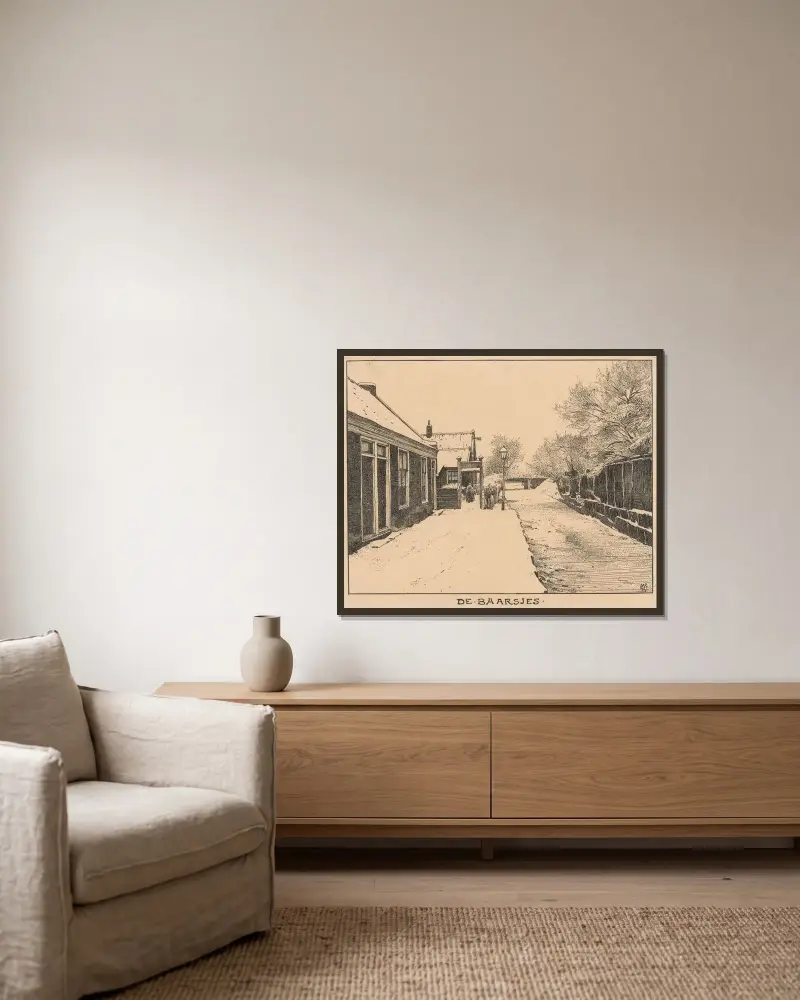 De Baarsjes in Amsterdam, im Winter von Willem Wenckebach gerahmt an einer Wand
