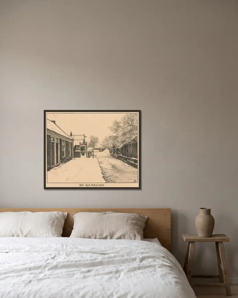 De Baarsjes in Amsterdam, im Winter von Willem Wenckebach gerahmt an einer Wand