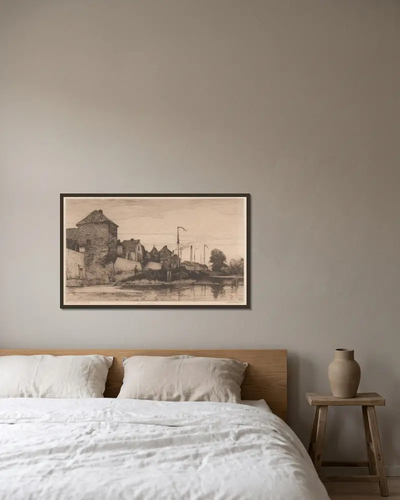 Der Hafen von Leerdam von Willem Wenckebach gerahmt an einer Wand