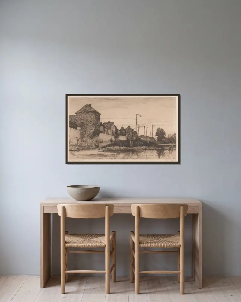 Der Hafen von Leerdam von Willem Wenckebach gerahmt an einer Wand