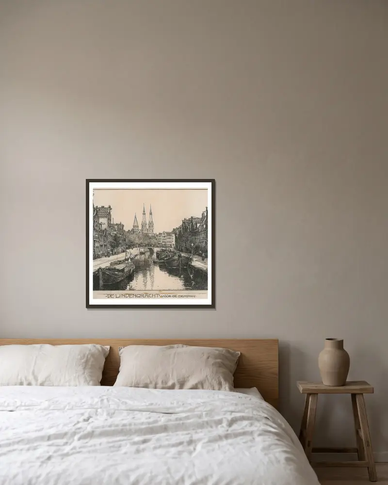 De Lindengracht te Amsterdam, voor de demping av Willem Wenckebach inramad på en vägg
