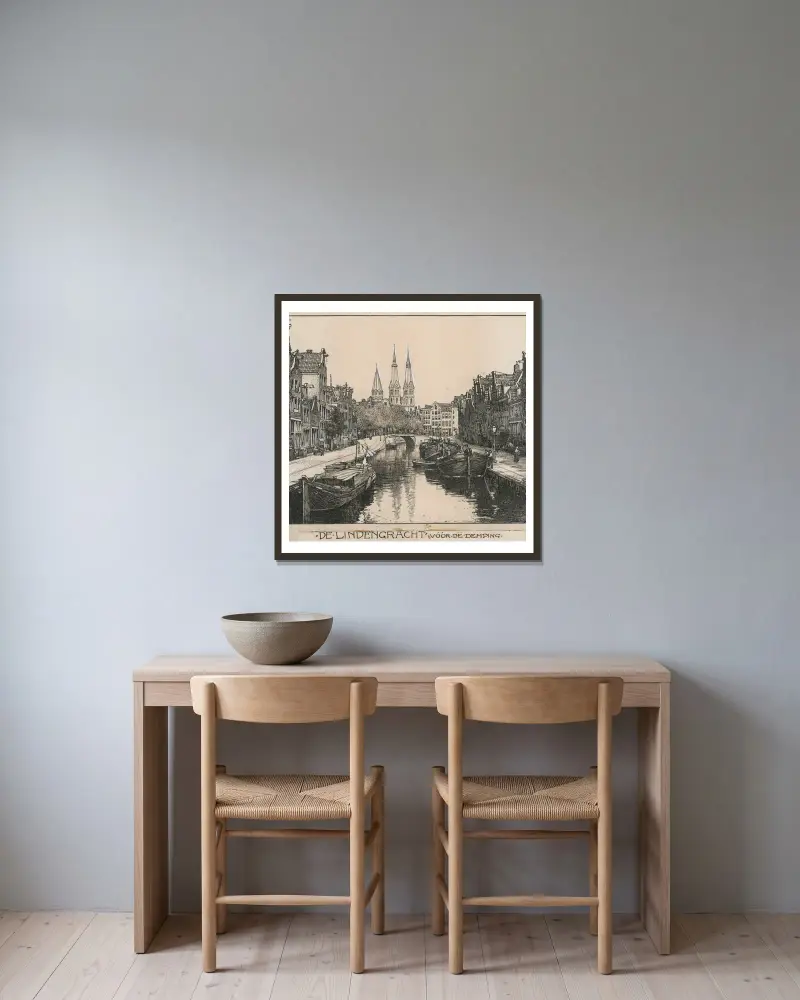 De Lindengracht te Amsterdam, voor de demping av Willem Wenckebach inramad på en vägg
