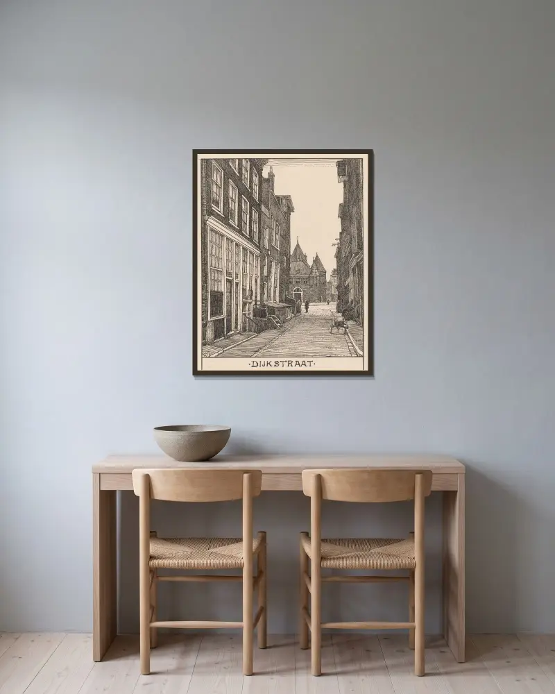 Dijkstraat in Amsterdam von Willem Wenckebach gerahmt an einer Wand