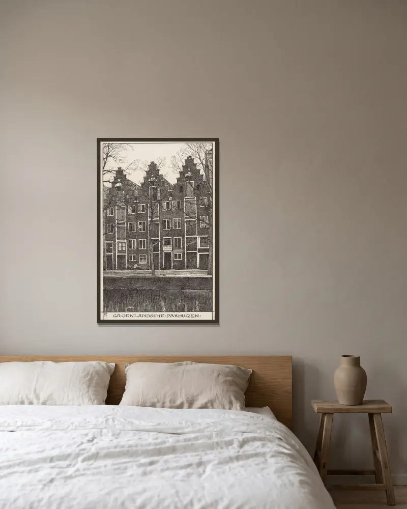 Grönländska packhus i Amsterdam av Willem Wenckebach inramad på en vägg