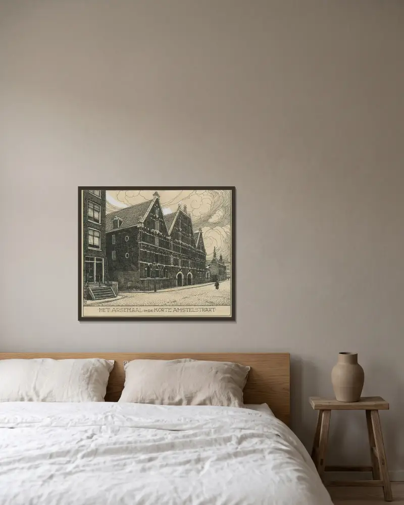 Het Arsenaal in de Nieuwe Amstelstraat te Amsterdam av Willem Wenckebach inramad på en vägg