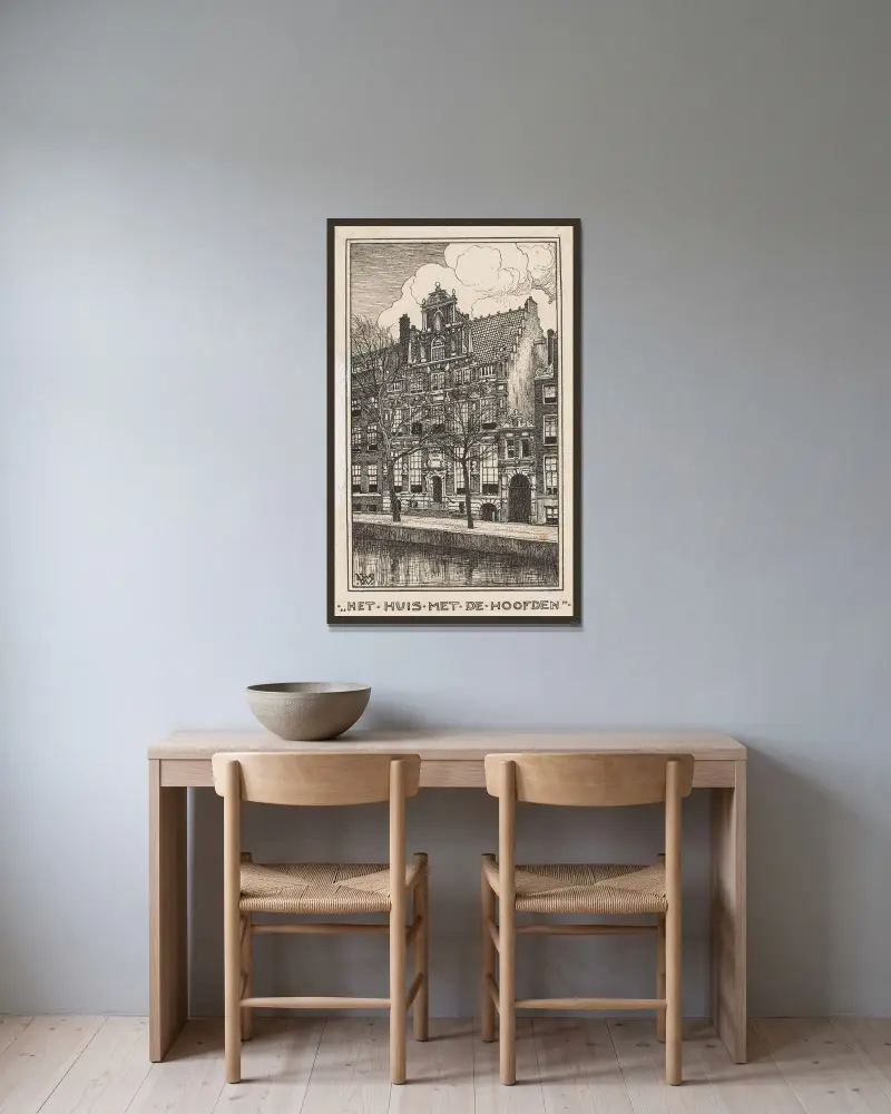 Huset med huvudena i Amsterdam av Willem Wenckebach inramad på en vägg