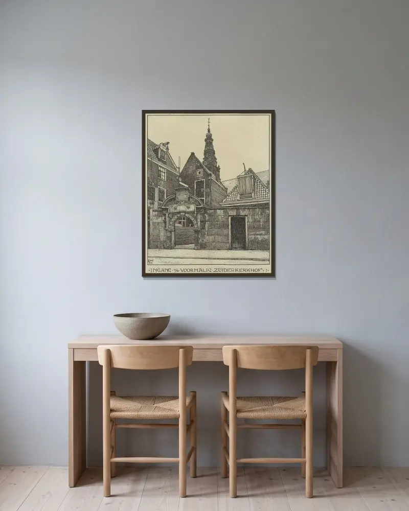 Wejście na dawny cmentarz Zuiderkerkhof przy St. Anthonie Breestraat w Amsterdamie, Willem Wenckebach w ramie na ścianie