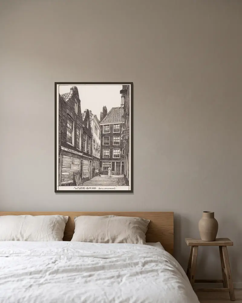 Bred gata (Willemstraat) i Amsterdam av Willem Wenckebach inramad på en vägg