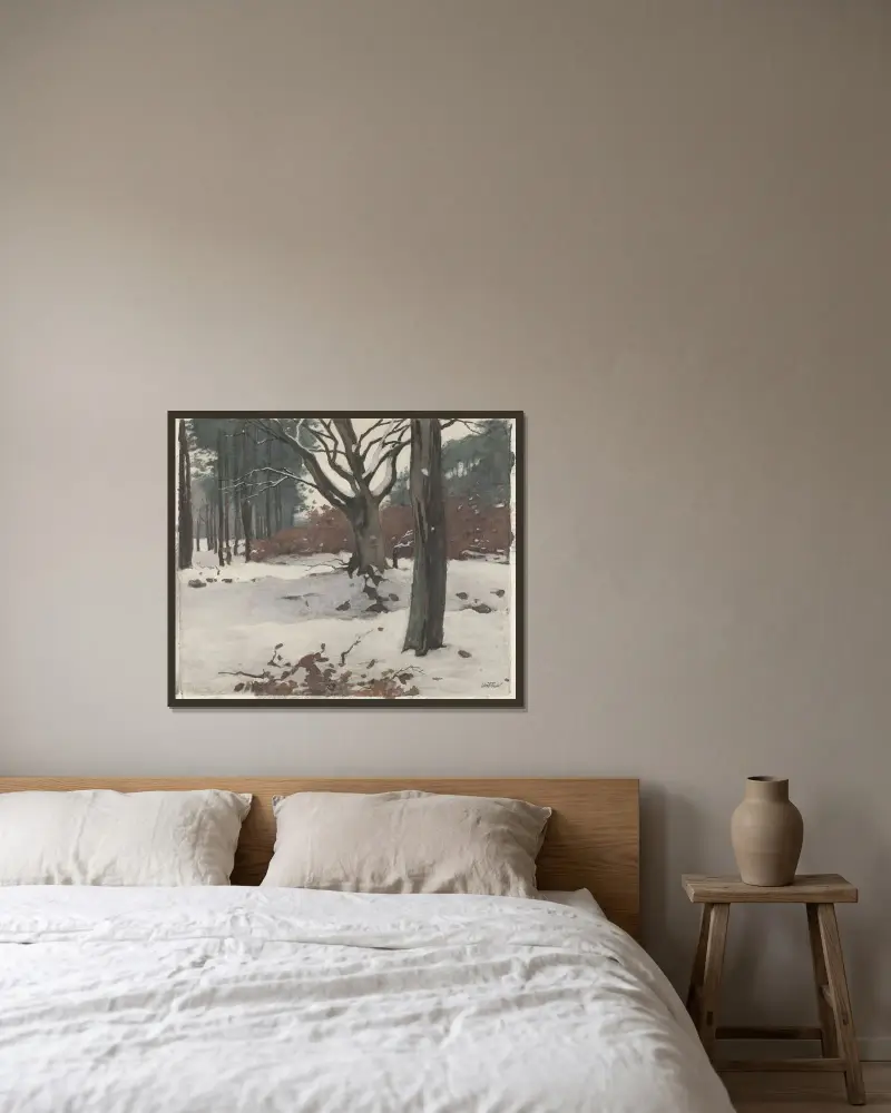 Träd i snö av Willem Witsen inramad på en vägg