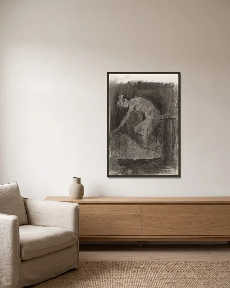 Sich beugender weiblicher Akt im Interieur von Willem Witsen gerahmt an einer Wand