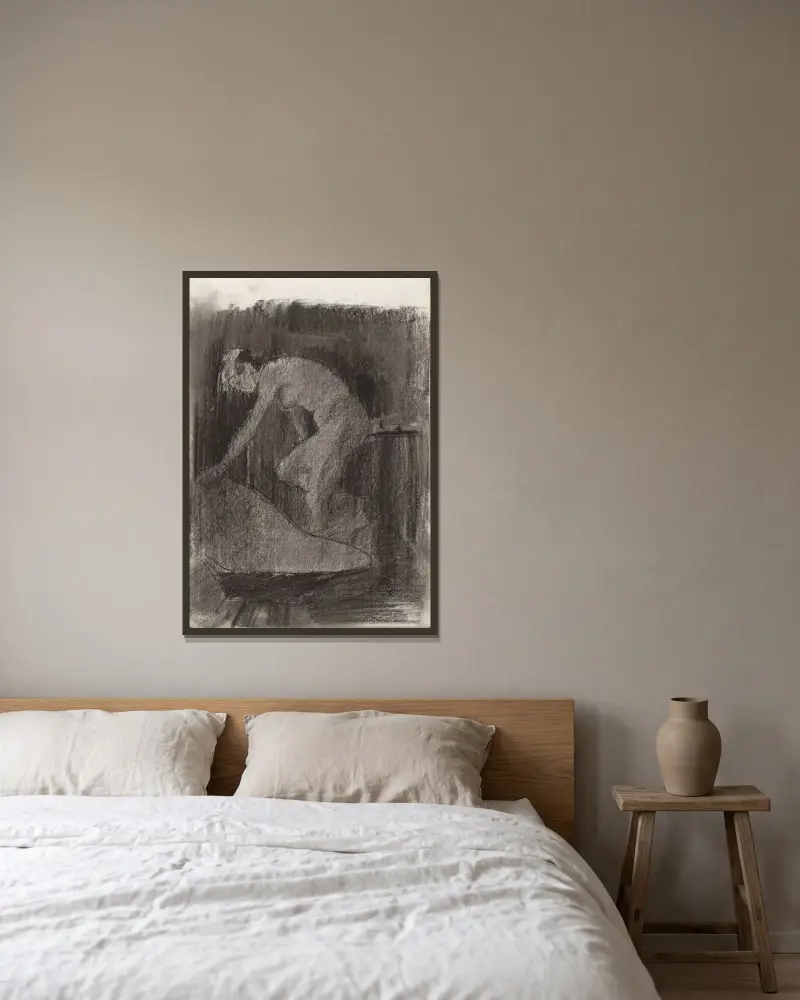 Sich beugender weiblicher Akt im Interieur von Willem Witsen gerahmt an einer Wand