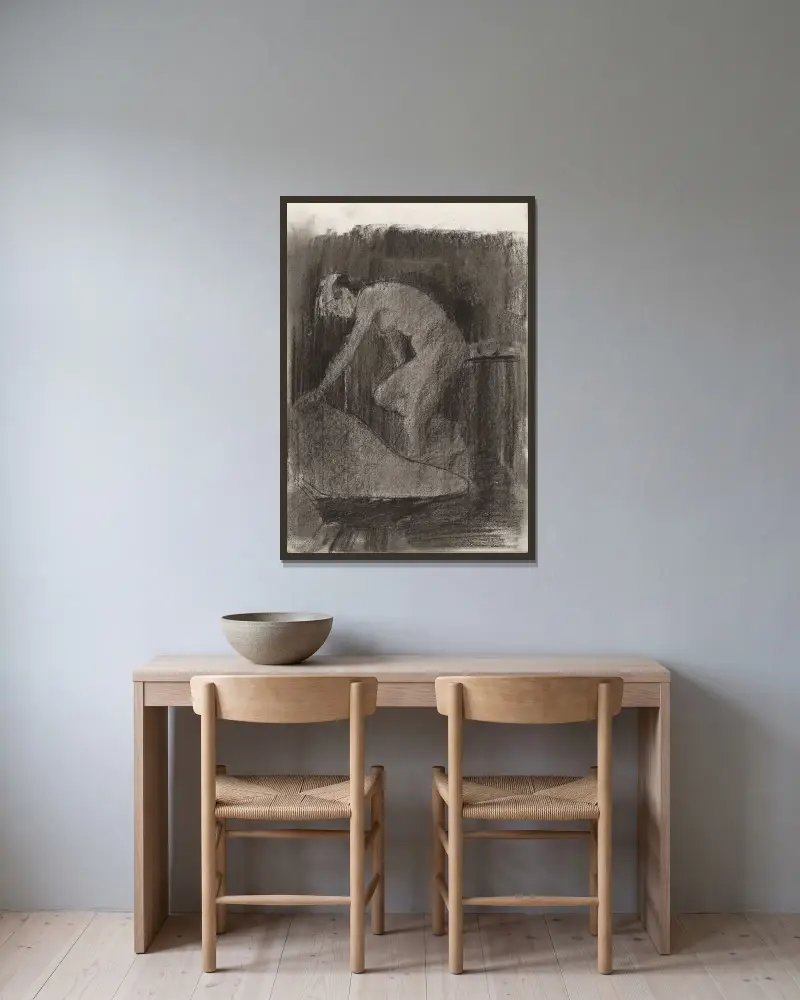 Sich beugender weiblicher Akt im Interieur von Willem Witsen gerahmt an einer Wand