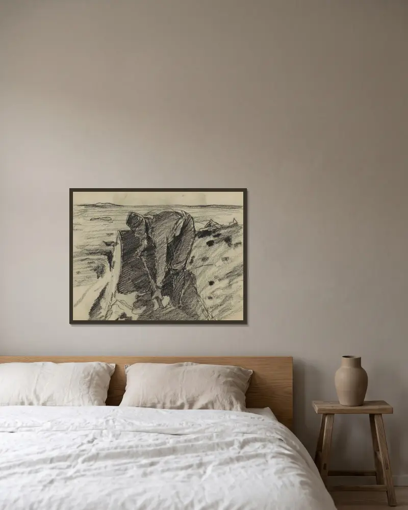 Grabender Arbeiter von Willem Witsen gerahmt an einer Wand