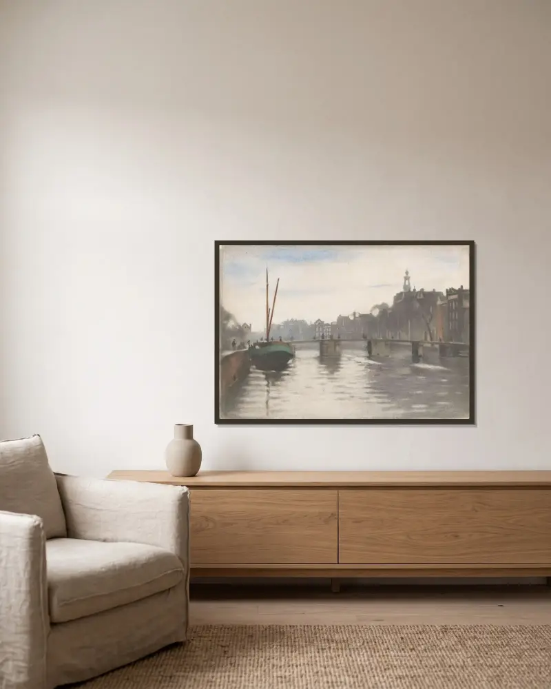 Gamla Schans i Amsterdam av Willem Witsen inramad på en vägg