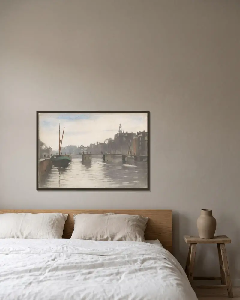 Gamla Schans i Amsterdam av Willem Witsen inramad på en vägg