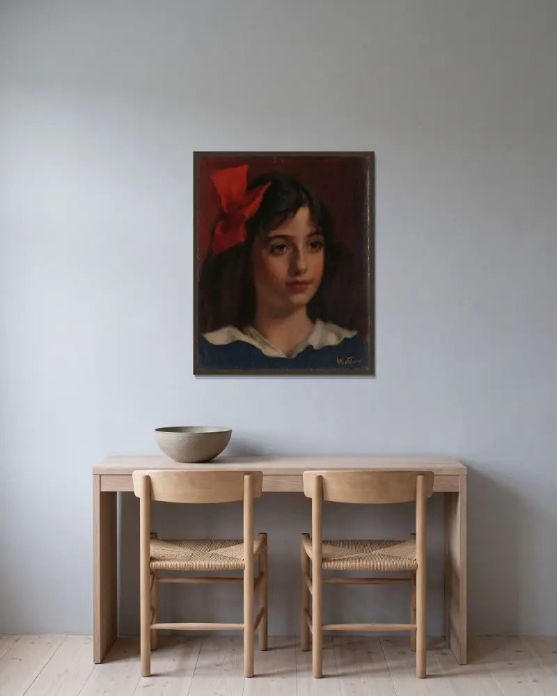 Porträtt av en flicka av Willem Witsen inramad på en vägg