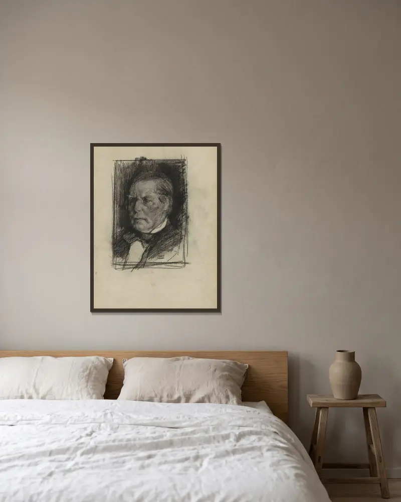 Porträtt av en okänd man av Willem Witsen inramad på en vägg