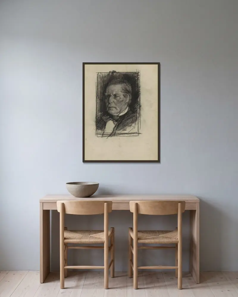 Porträtt av en okänd man av Willem Witsen inramad på en vägg