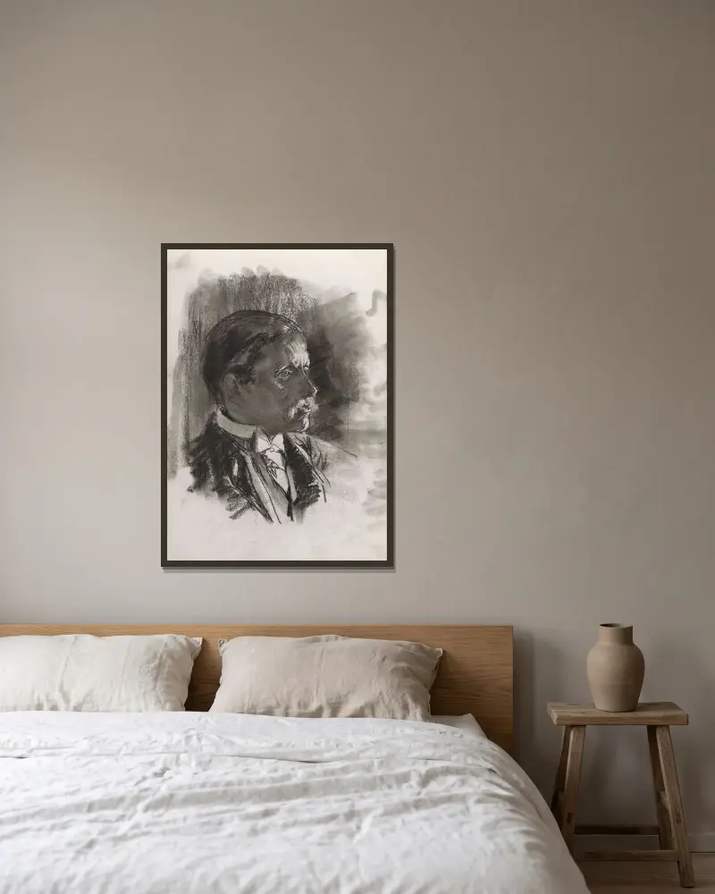 Porträtt av en okänd man av Willem Witsen inramad på en vägg