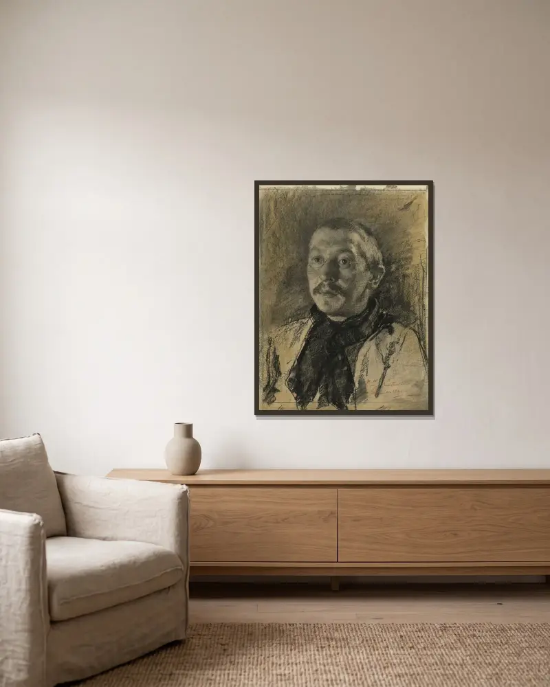 Portret van Jacobus van Loo av Willem Witsen inramad på en vägg