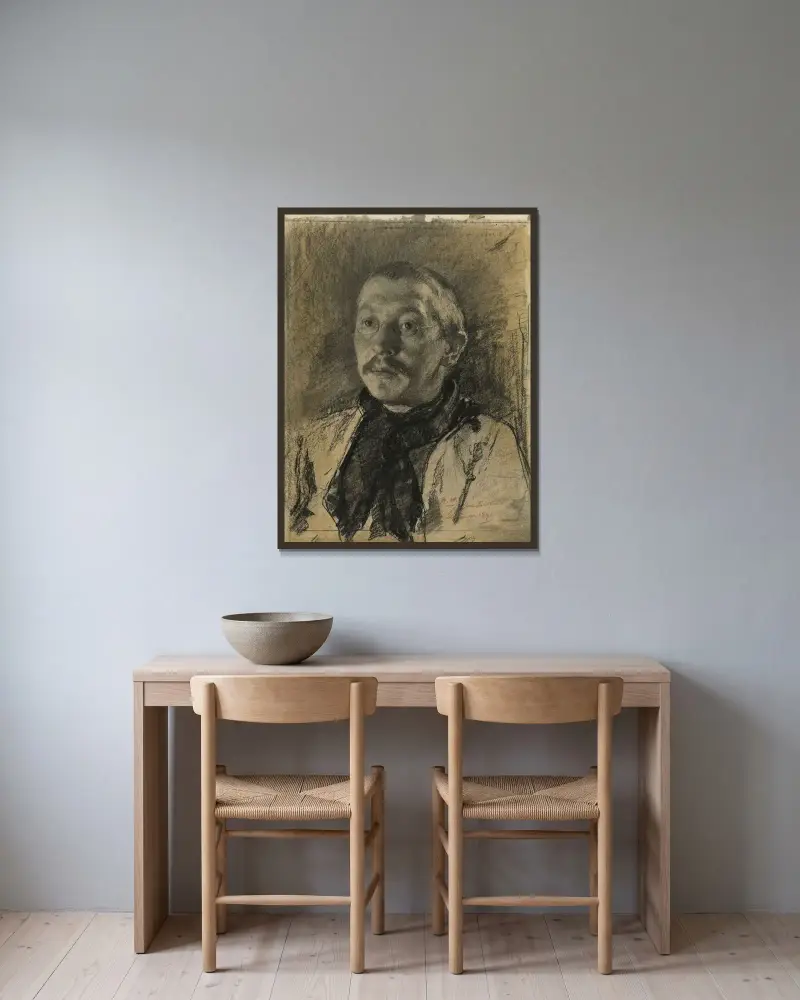 Portret van Jacobus van Loo av Willem Witsen inramad på en vägg