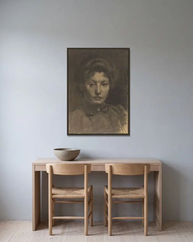 Porträtt av fru Marie Breitner-Jordan av Willem Witsen inramad på en vägg