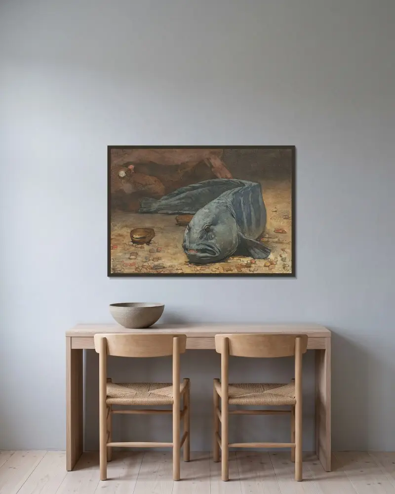 Havsvarg på botten av ett akvarium av Willem Witsen inramad på en vägg