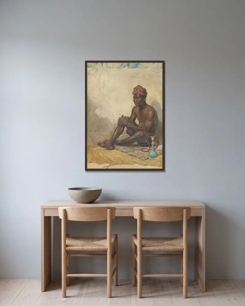 Sittande indier med vattenpipa av Willem Witsen inramad på en vägg