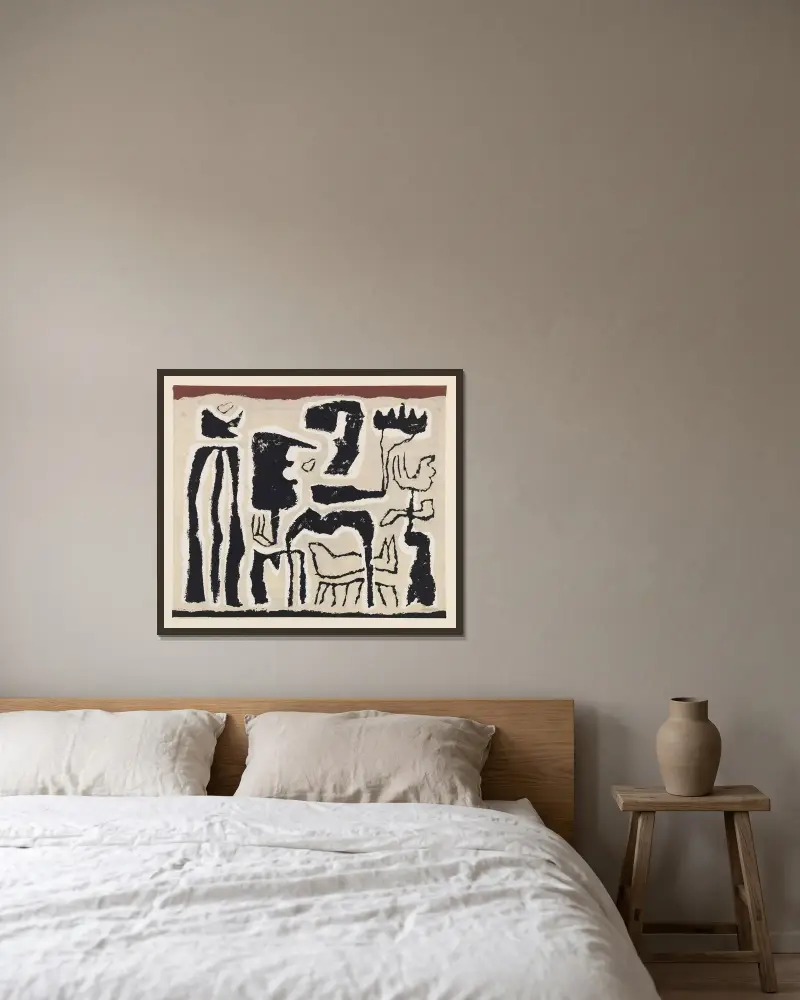 Afrikanisch (Afrikanische Erzählung) von Willi Baumeister gerahmt an einer Wand