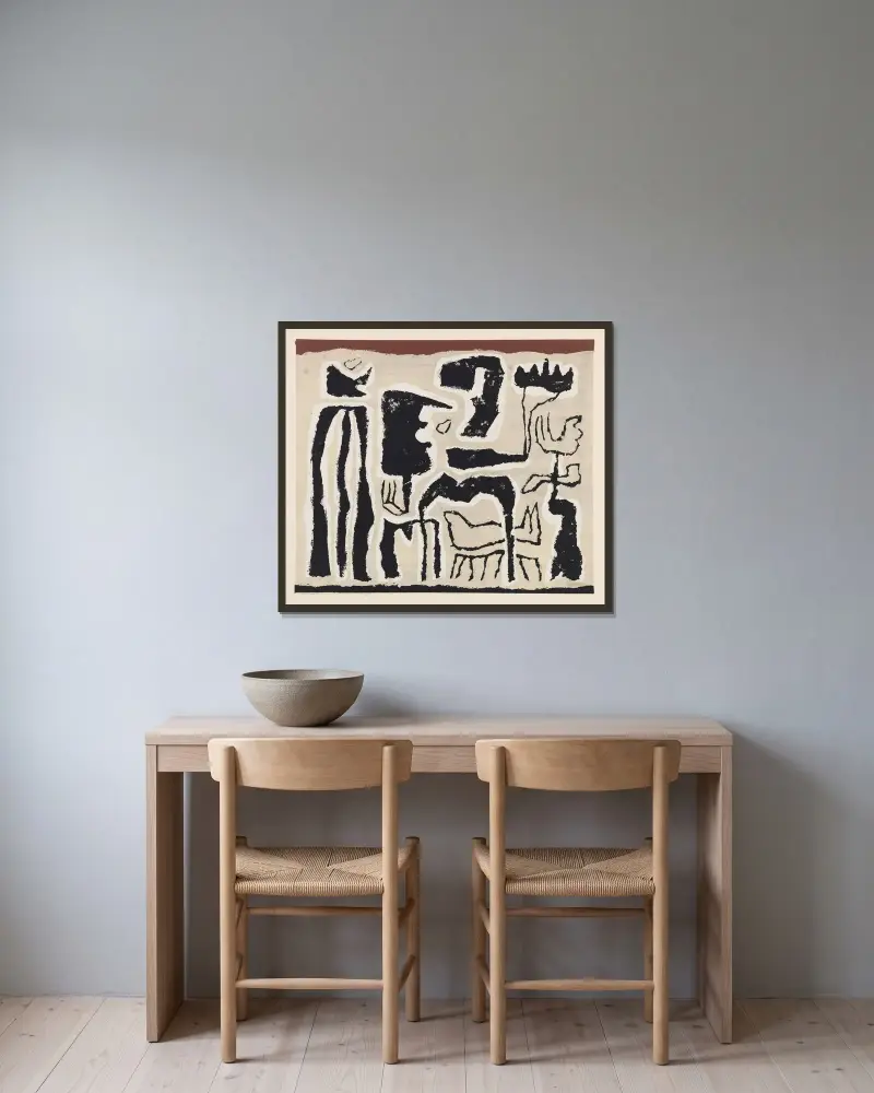 Afrikanisch (Afrikanische Erzählung) von Willi Baumeister gerahmt an einer Wand