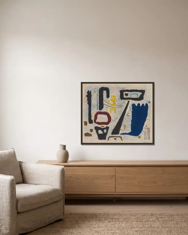Afrikanisches Duett von Willi Baumeister gerahmt an einer Wand